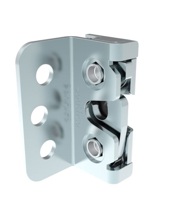 Southco Rotary Push-to-Close Latch, Micro Size, Single Stage, Bottom Trigger, Integrated Bumper, 4.5 mm thru with Mounting Bracket, Steel, Zinc Nickel, Bright