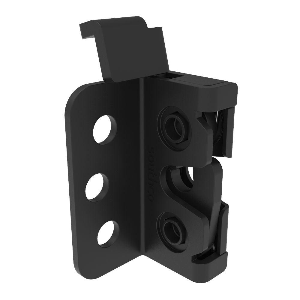 Southco Rotary Push-to-Close Latch, Micro Size, Two Stage, Direct Trigger, 4.5 mm thru with Mounting Bracket, Steel, Zinc Nickel, Black