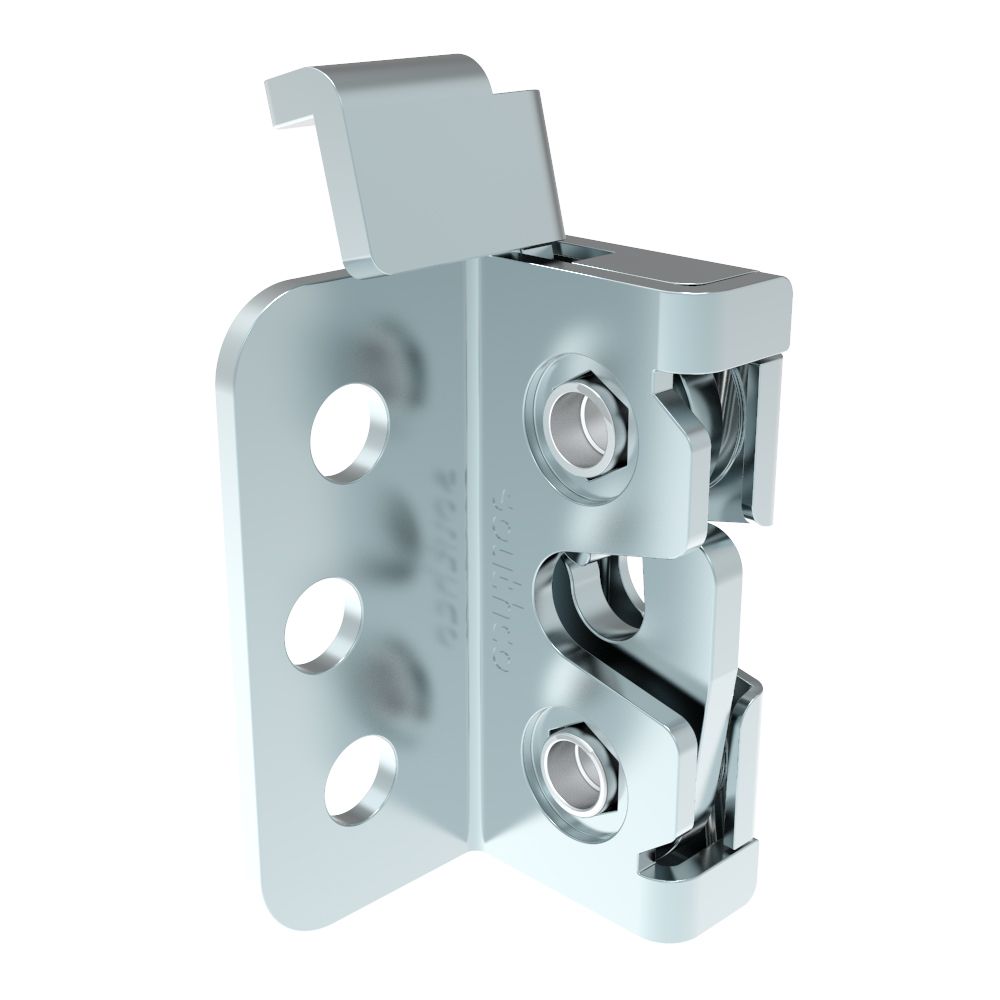Southco Rotary Push-to-Close Latch, Micro Size, Single Stage, Direct Trigger, Integrated Bumper, 4.5 mm thru with Mounting Bracket, Steel, Zinc Nickel, Bright