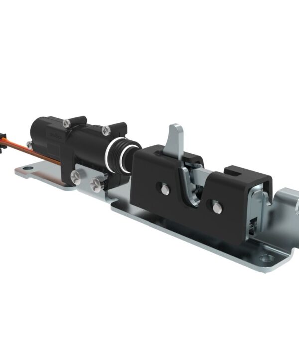 Southco Electronic Rotary Push-to-Close, Pull-to-Open Latch, Sealed, Plastic and Stainless Steel, Adhesive Backed, 5 Volts, with Connector
