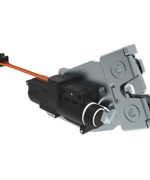 Southco Electronic Rotary Push-to-Close, Pull-to-Open Latch, Sealed, Plastic and Stainless Steel, Adhesive Backed, 12 Volts, with Connector