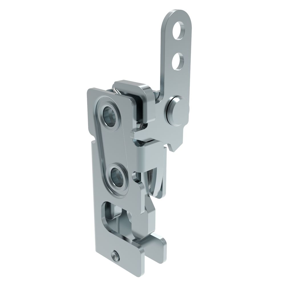 Southco Rotary Push-to-Close Latch, Small Size, Single Stage, In-Line Lever, 7.2 mm Through Hole, Steel, Zinc Plate, Bright chromate