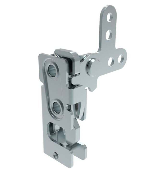 Southco Rotary Push-to-Close Latch, Small Size, Single Stage, 2-Point Lever, 7.2 mm Through Hole, Steel, Zinc Plate, Bright chromate