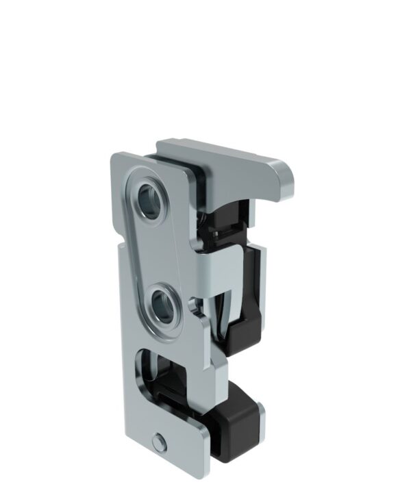 Southco Rotary Push-to-Close Latch, Small Size, Single Stage, with Integrated Bumper, Hand Operated, 7.2 mm Through Hole, Steel, Zinc Plate, Bright chromate