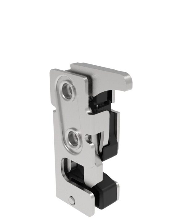 Southco Rotary Push-to-Close Latch, Small Size, Single Stage, with Integrated Bumper, Hand Operated Trigger, 7.2 mm Thru, Stainless Steel, Passivated