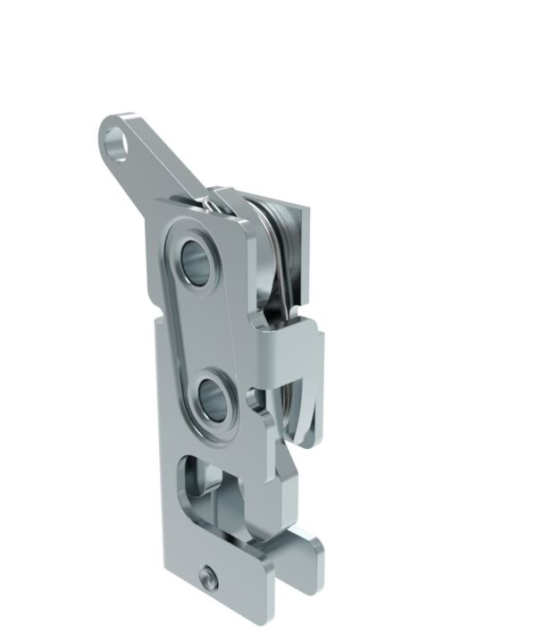 Southco Rotary Push-to-Close Latch, Small Size, Single Stage, Bottom Trigger, 7.2 mm Through Hole, Steel, Zinc Plate, Bright chromate