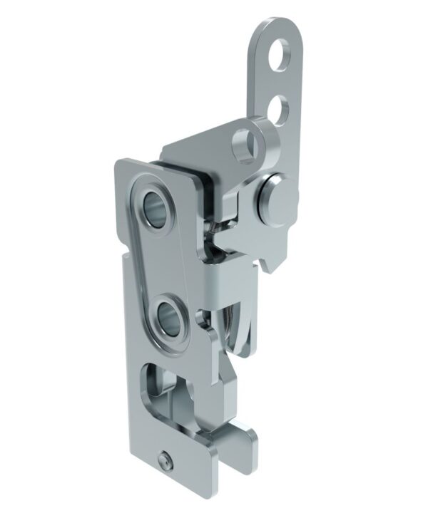 Southco Rotary Push-to-Close Latch, Small Size, Single Stage, with Standard, Dual Trigger, In-line / Top Trigger, 7.2 mm Thru, Steel, Zinc Plate, Bright chromate