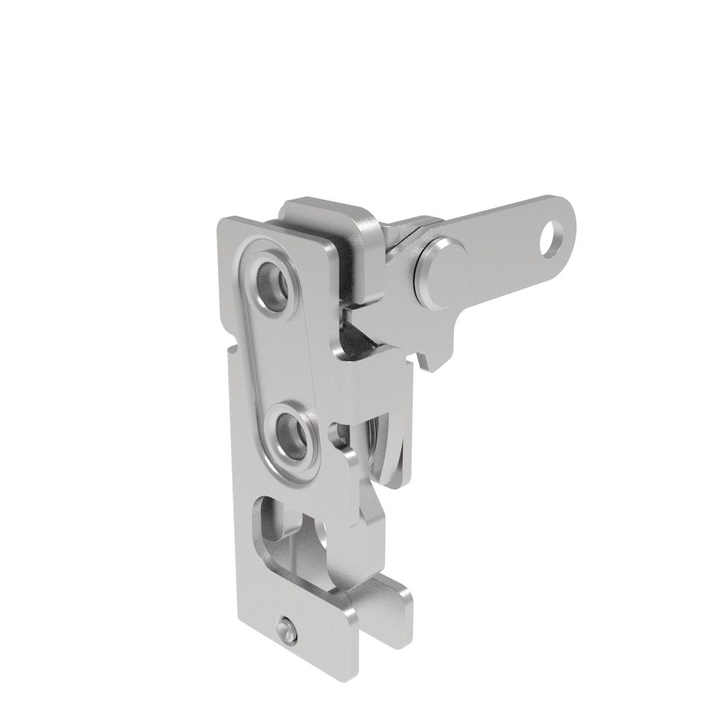 Southco Rotary Push-to-Close Latch, Small Size, Single Stage, Perpendicular Lever, 1/4-20 Thread, Stainless Steel, Passivate