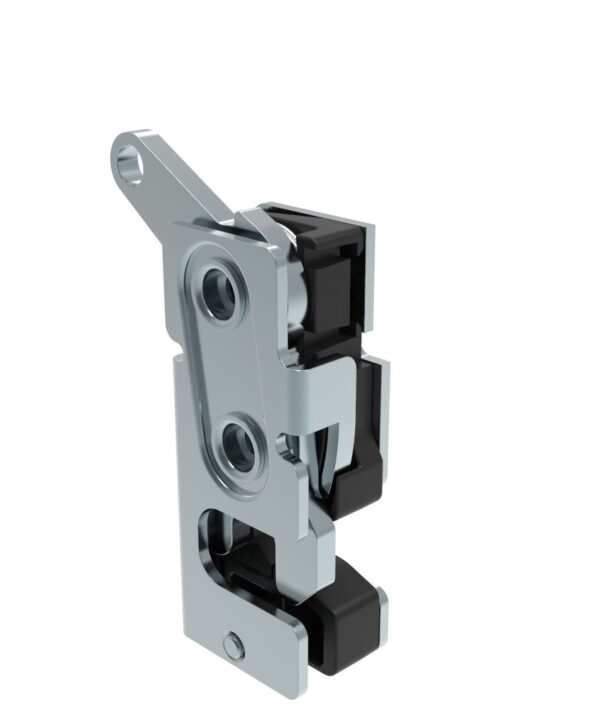 Southco Rotary Push-to-Close Latch, Small Size, Single Stage, with Integrated Bumper, Bottom Trigger, 1/4-20 Thread, Steel, Zinc Plate, Bright chromate