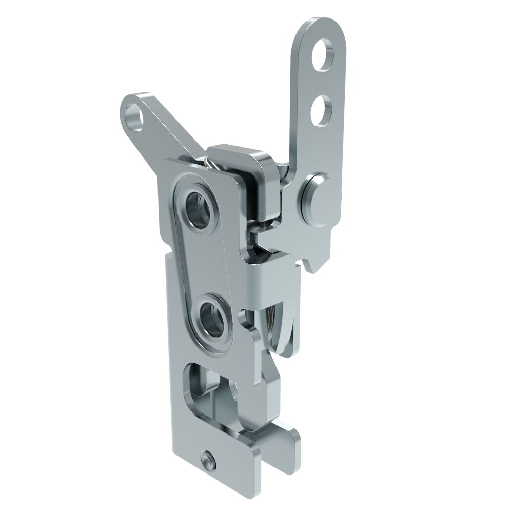 Southco Rotary Push-to-Close Latch, Small Size, Single Stage, with Standard, Dual Trigger, In-line / Bottom Trigger, 1/4-20 Thread, Steel, Zinc Plate, Bright chromate