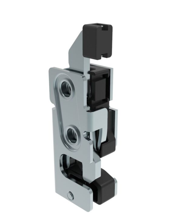Southco Rotary Push-to-Close Latch, Small Size, Single Stage, with Integrated Bumper, Direct Trigger, 1/4-20 Thread, Steel, Zinc Plate, Bright chromate