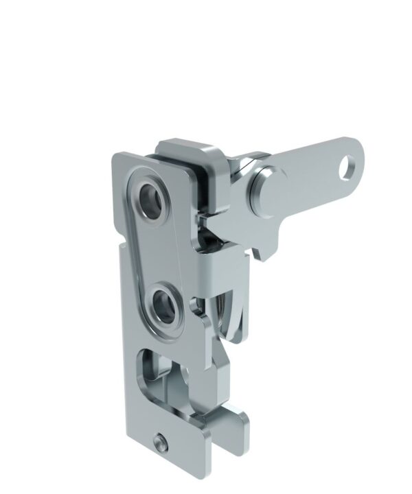 Southco Rotary Push-to-Close Latch, Small Size, Single Stage, Perpendicular Lever, M6 Thread, Steel, Zinc Plate, Bright chromate