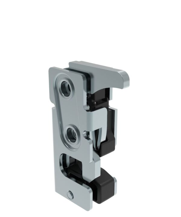 Southco Rotary Push-to-Close Latch, Small Size, Single Stage, with Integrated Bumper, Hand Operated, M6 Thread, Steel, Zinc Plate, Bright chromate