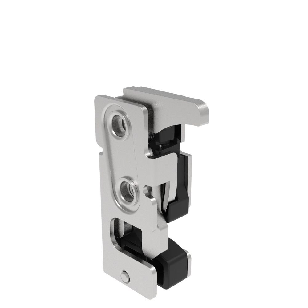 Southco Rotary Push-to-Close Latch, Small Size, Single Stage, with Integrated Bumper, Hand Operated Trigger, M6 Thread, Stainless Steel, Passivated