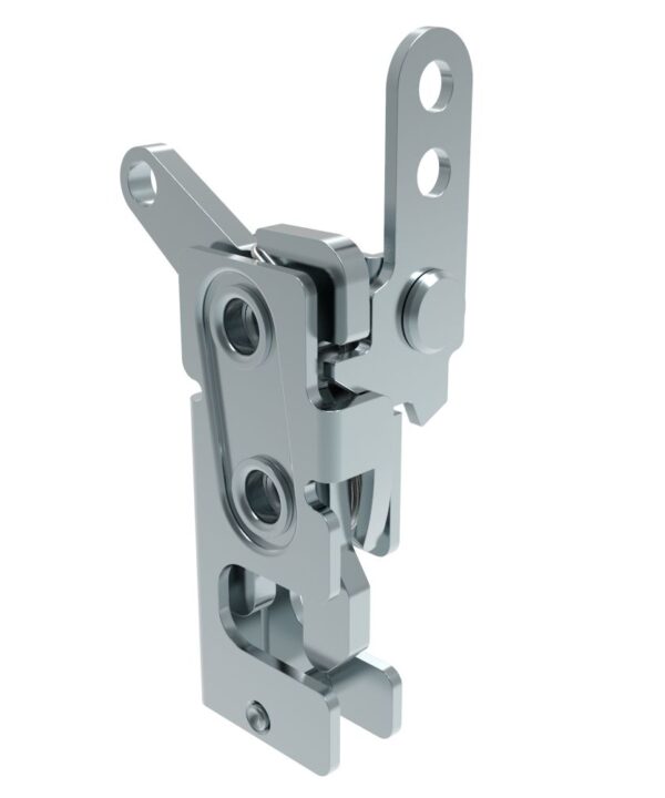 Southco Rotary Push-to-Close Latch, Small Size, Single Stage, with Standard, Dual Trigger, In-line / Bottom Trigger, M6 Thread, Steel, Zinc Plate, Bright chromate