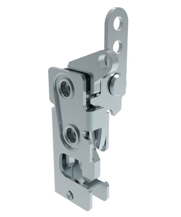 Southco Rotary Push-to-Close Latch, Small Size, Single Stage, with Standard, Dual Trigger, In-line / Top Trigger, M6 Thread, Steel, Zinc Plate, Bright chromate