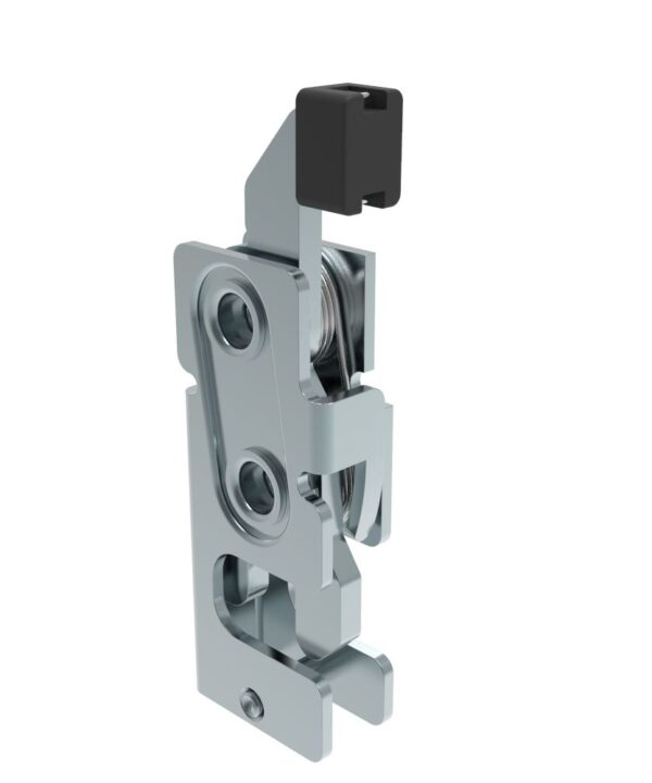 Southco Rotary Push-to-Close Latch, Small Size, Single Stage, with Standard, Direct Trigger, M6 Thread, Steel, Zinc Plate, Bright chromate