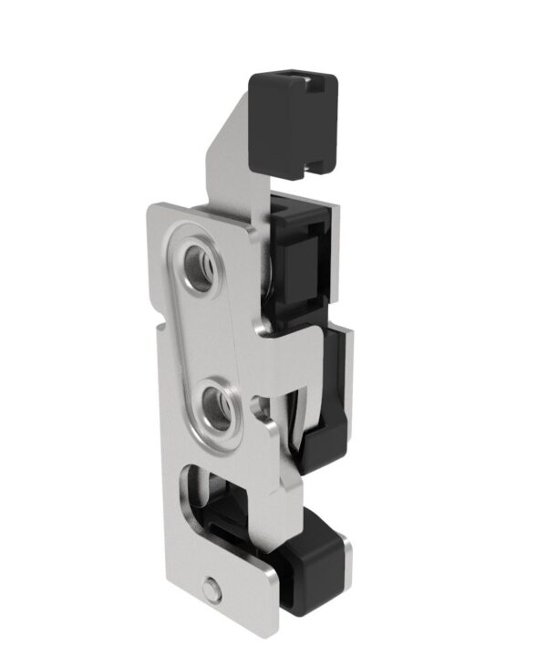 Southco Rotary Push-to-Close Latch, Small Size, Single Stage, with Integrated Bumper, Direct Trigger, M6 Thread, Stainless Steel, Passivated
