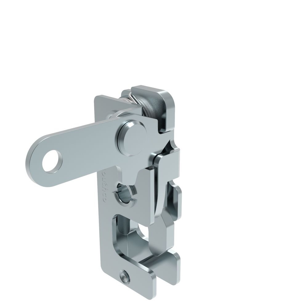 Southco Rotary Push-to-Close Latch, Small Size, Single Stage, Perpendicular Lever, 7.2 mm Through Hole, Steel, Zinc Plate, Bright chromate