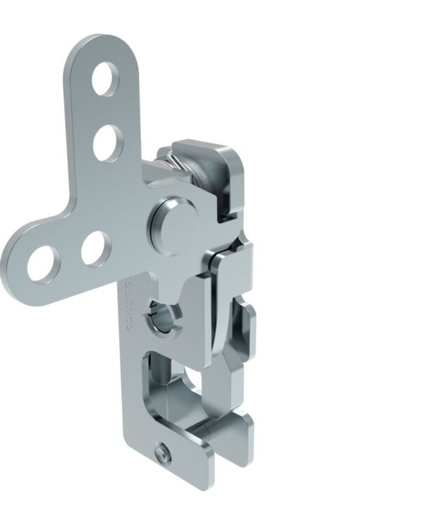 Southco Rotary Push-to-Close Latch, Small Size, Single Stage, 2-Point Lever, 7.2 mm Through Hole, Steel, Zinc Plate, Bright chromate