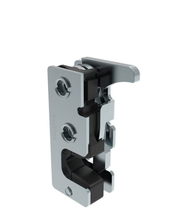 Southco Rotary Push-to-Close Latch, Small Size, Single Stage, with Integrated Bumper, Hand Operated, 7.2 mm Through Hole, Steel, Zinc Plate, Bright chromate