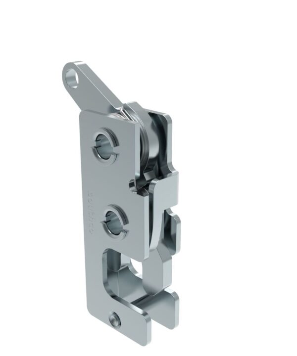 Southco Rotary Push-to-Close Latch, Small Size, Single Stage, Bottom Trigger, 7.2 mm Through Hole, Steel, Zinc Plate, Bright chromate