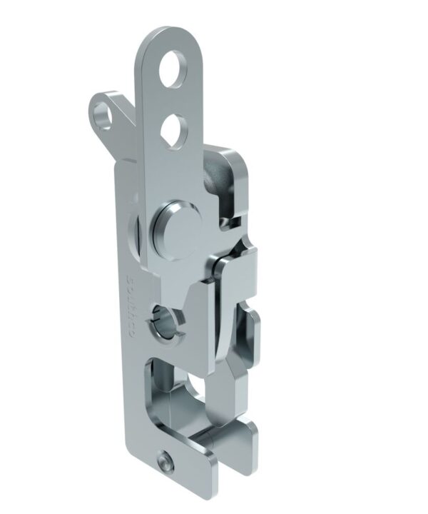 Southco Rotary Push-to-Close Latch, Small Size, Single Stage, with Standard, Dual Trigger, In-line / Bottom Trigger, 7.2 mm Thru, Steel, Zinc Plate, Bright chromate