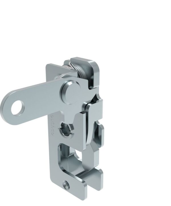 Southco Rotary Push-to-Close Latch, Small Size, Single Stage, Perpendicular Lever, 1/4-20 Thread, Steel, Zinc Plate, Bright chromate