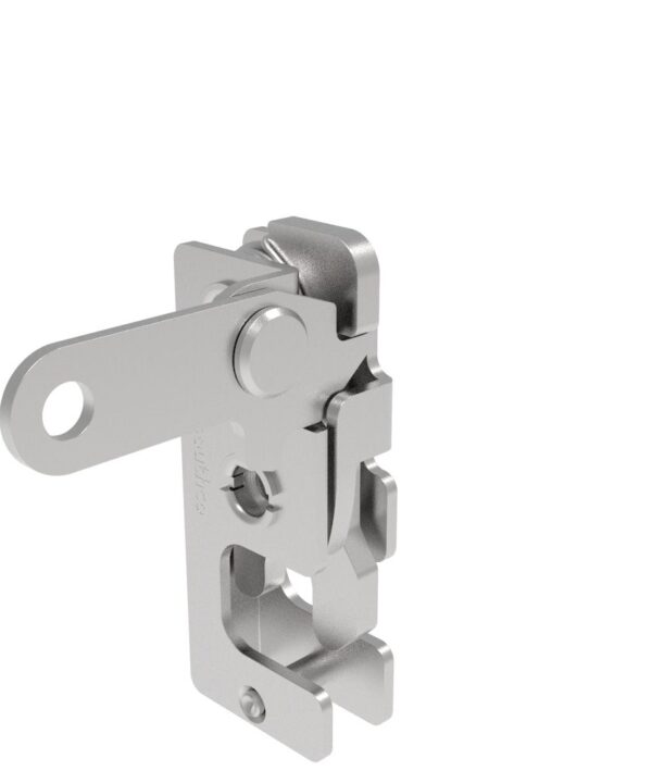 Southco Rotary Push-to-Close Latch, Small Size, Single Stage, Perpendicular Lever, 1/4-20 Thread, Stainless Steel, Passivate