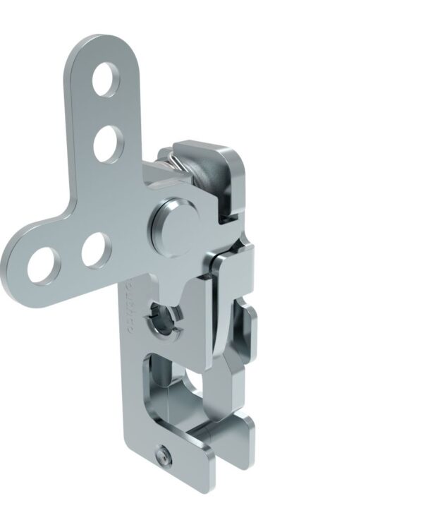Southco Rotary Push-to-Close Latch, Small Size, Single Stage, 2-Point Lever, 1/4-20 Thread, Steel, Zinc Plate, Bright chromate