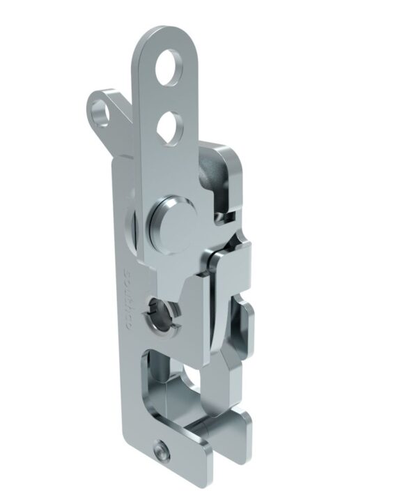 Southco Rotary Push-to-Close Latch, Small Size, Single Stage, with Standard, Dual Trigger, In-line / Bottom Trigger, 1/4-20 Thread, Steel, Zinc Plate, Bright chromate
