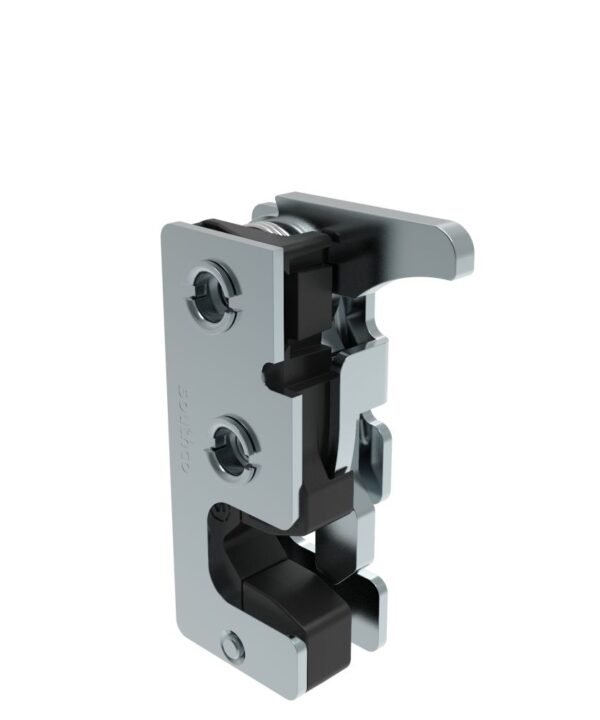 Southco Rotary Push-to-Close Latch, Small Size, Single Stage, with Integrated Bumper, Hand Operated, M6 Thread, Steel, Zinc Plate, Bright chromate