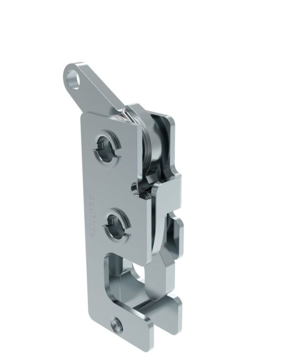 Southco Rotary Push-to-Close Latch, Small Size, Single Stage, Bottom Trigger, M6 Thread, Steel, Zinc Plate, Bright chromate