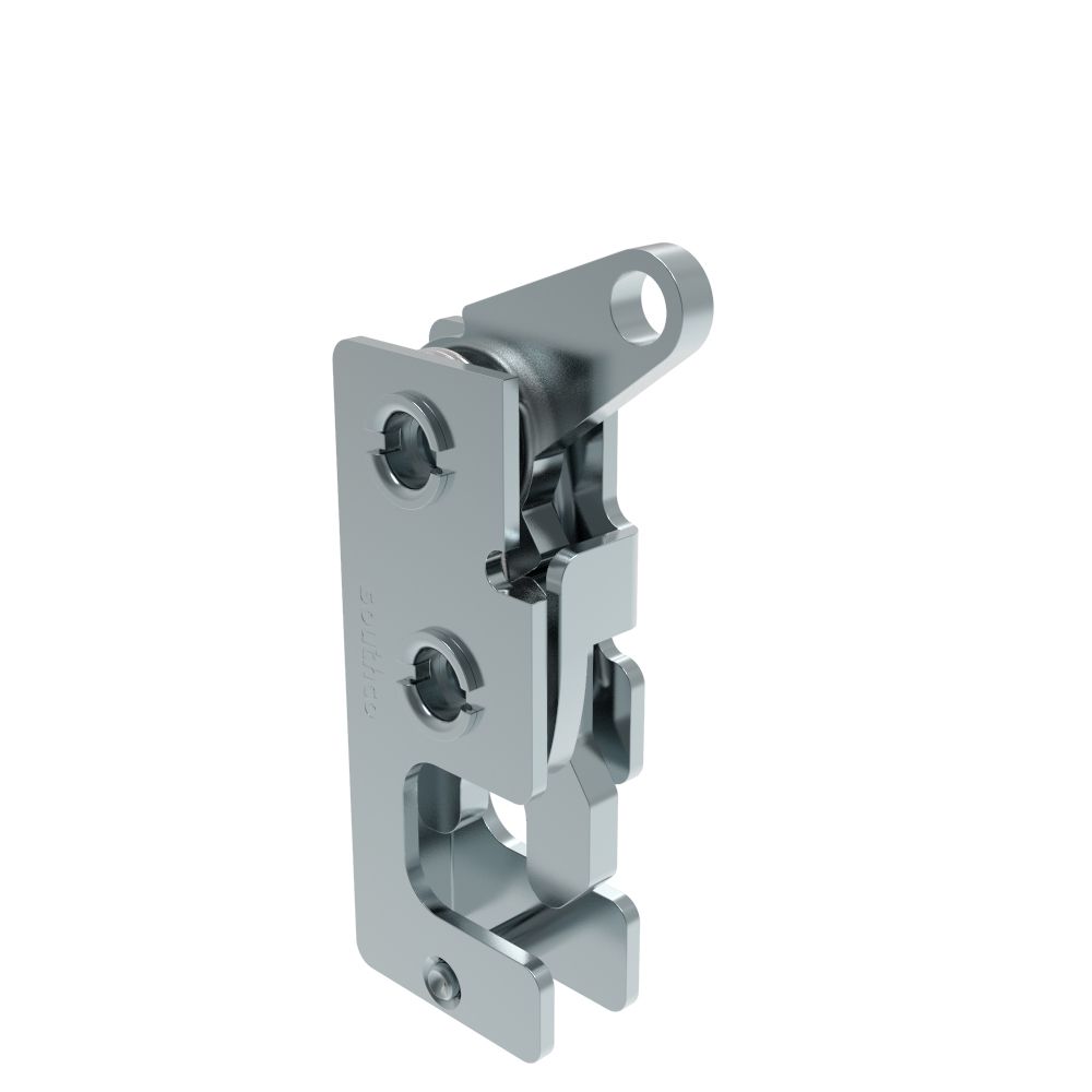 Southco Rotary Push-to-Close Latch, Small Size, Single Stage, Top Trigger, M6 Thread, Steel, Zinc Plate, Bright chromate