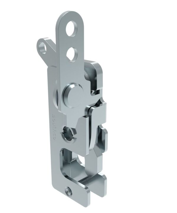 Southco Rotary Push-to-Close Latch, Small Size, Single Stage, with Standard, Dual Trigger, In-line / Bottom Trigger, M6 Thread, Steel, Zinc Plate, Bright chromate