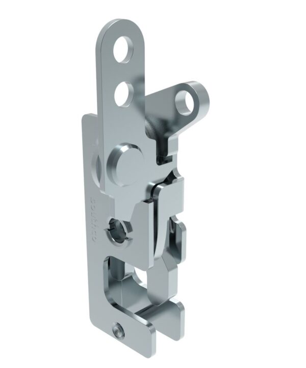 Southco Rotary Push-to-Close Latch, Small Size, Single Stage, with Standard, Dual Trigger, In-line / Top Trigger, M6 Thread, Steel, Zinc Plate, Bright chromate