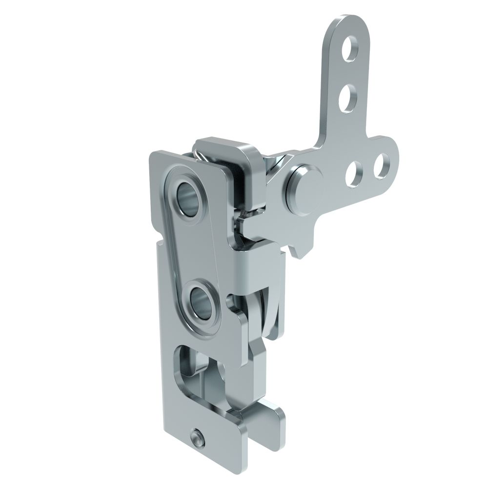 Southco Rotary Push-to-Close Latch, Small Size, Two Stage, 2-Point Lever, 7.2 mm Through Hole, Steel, Zinc Plate, Bright chromate