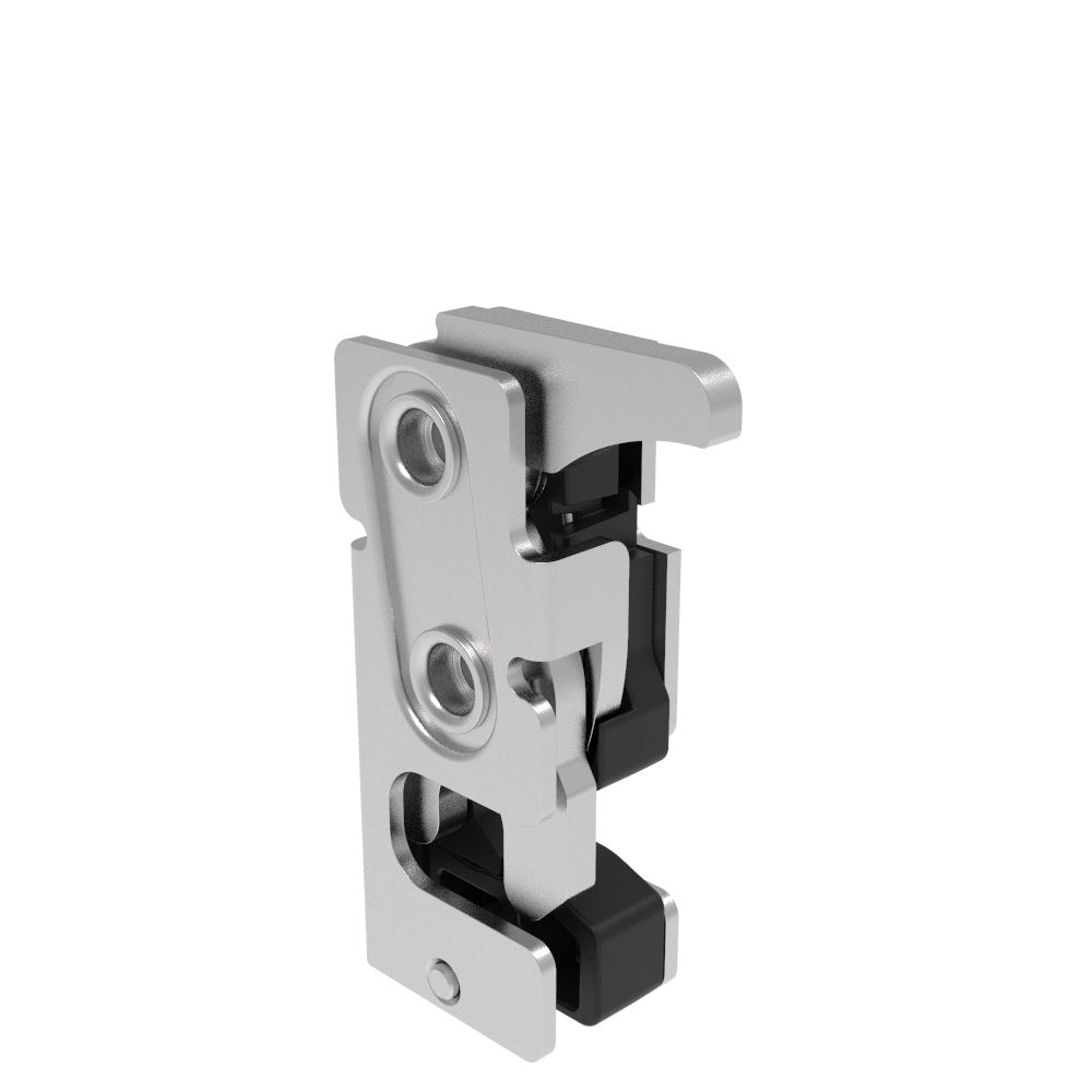 Southco Rotary Push-to-Close Latch, Small Size, Two Stage, with Integrated Bumper, Hand Operated Trigger, 7.2 mm Thru, Stainless Steel, Passivated