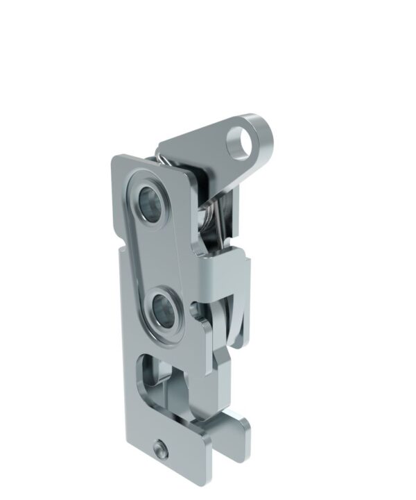 Southco Rotary Push-to-Close Latch, Small Size, Two Stage, Top Trigger, 7.2 mm Through Hole, Steel, Zinc Plate, Bright chromate