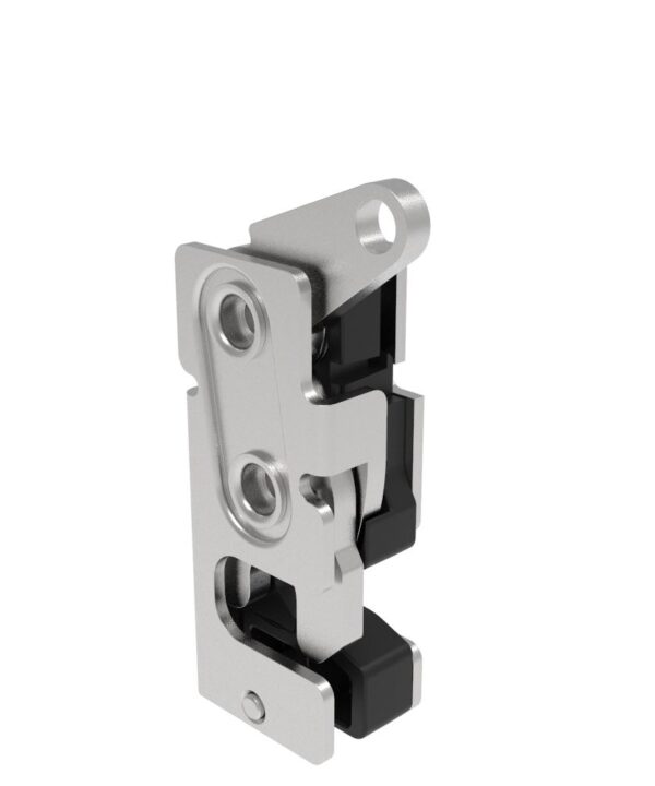 Southco Rotary Push-to-Close Latch, Small Size, Two Stage, with Integrated Bumper, Top Trigger, 7.2 mm Thru, Stainless Steel, Passivated