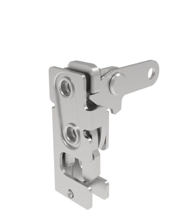 Southco Rotary Push-to-Close Latch, Small Size, Two Stage, Perpendicular Lever, 1/4-20 Thread, Stainless Steel, Passivate