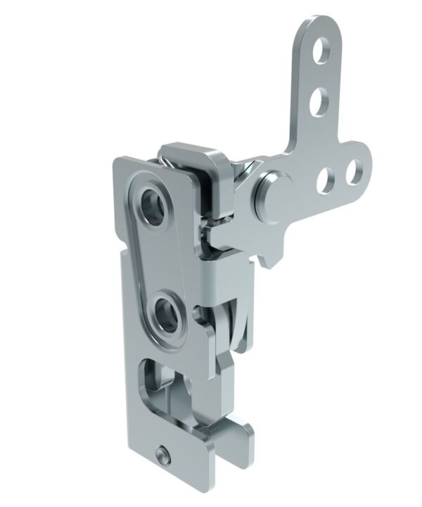 Southco Rotary Push-to-Close Latch, Small Size, Two Stage, 2-Point Lever, 1/4-20 Thread, Steel, Zinc Plate, Bright chromate