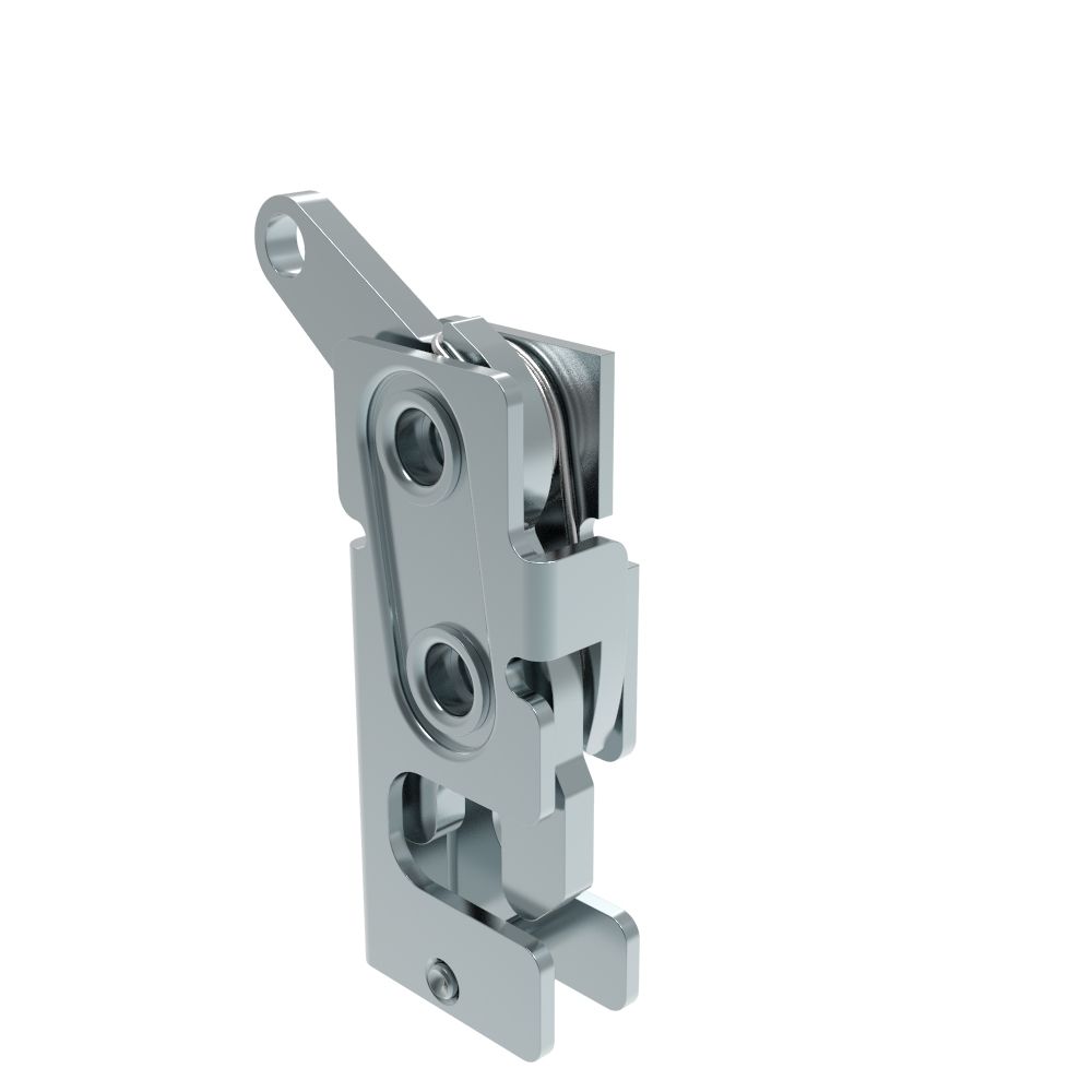 Southco Rotary Push-to-Close Latch, Small Size, Two Stage, Bottom Trigger, 1/4-20 Thread, Steel, Zinc Plate, Bright chromate
