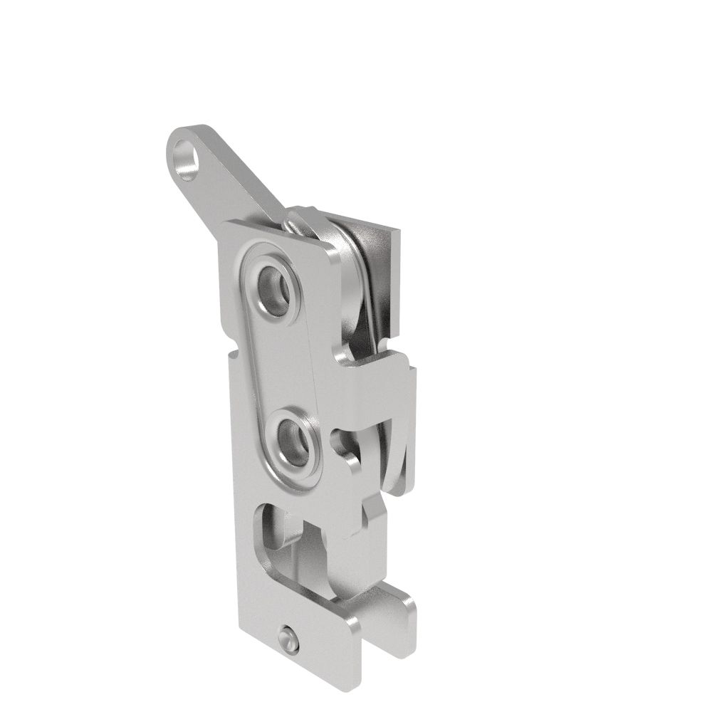 Southco Rotary Push-to-Close Latch, Small Size, Two Stage, Bottom Trigger, 1/4-20 Thread, Stainless Steel, Passivate