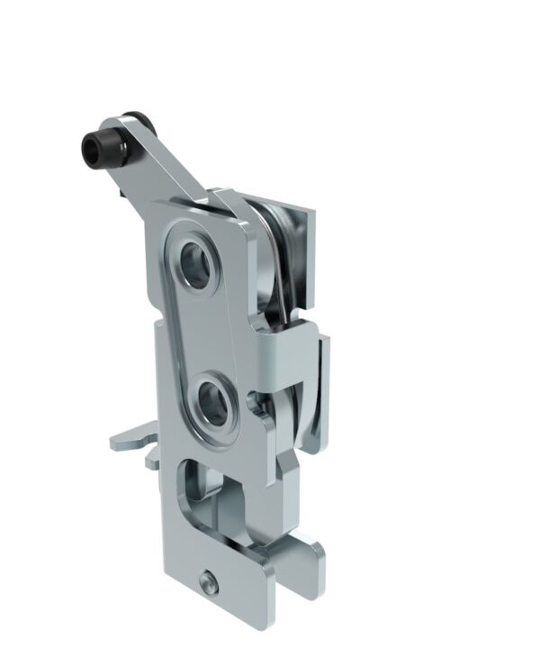 Southco Rotary Push-to-Close Latch, Small Size, Two Stage, with Integrated Cable Mounting Bracket, Bottom Trigger, 1/4-20 Thread, Steel, Zinc Plate, Bright chromate