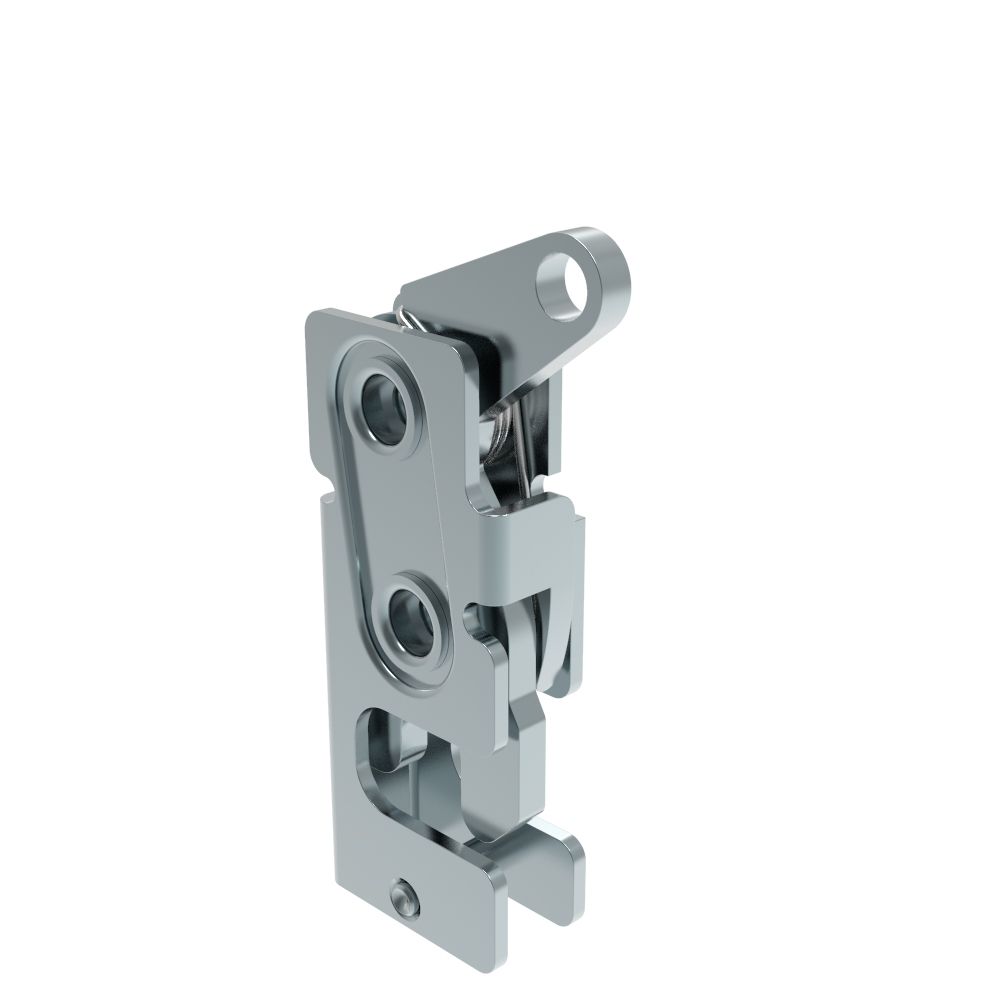 Southco Rotary Push-to-Close Latch, Small Size, Two Stage, Top Trigger, 1/4-20 Thread, Steel, Zinc Plate, Bright chromate