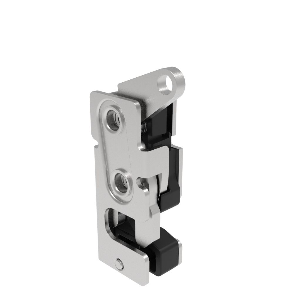 Southco Rotary Push-to-Close Latch, Small Size, Two Stage, with Integrated Bumper, Top Trigger, 1/4-20 Thread, Stainless Steel, Passivated