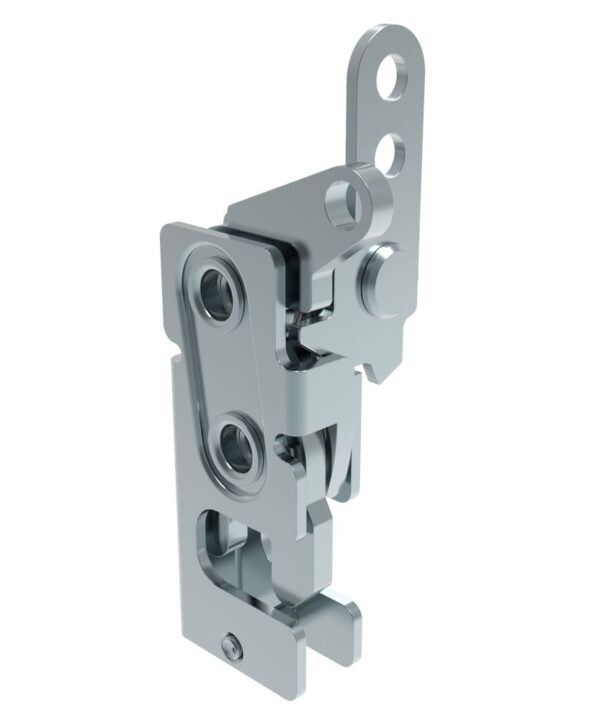 Southco Rotary Push-to-Close Latch, Small Size, Two Stage, with Standard, Dual Trigger, In-line / Top Trigger, 1/4-20 Thread, Steel, Zinc Plate, Bright chromate