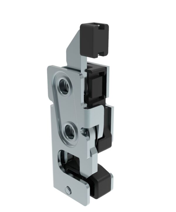 Southco Rotary Push-to-Close Latch, Small Size, Two Stage, with Integrated Bumper, Direct Trigger, 1/4-20 Thread, Steel, Zinc Plate, Bright chromate