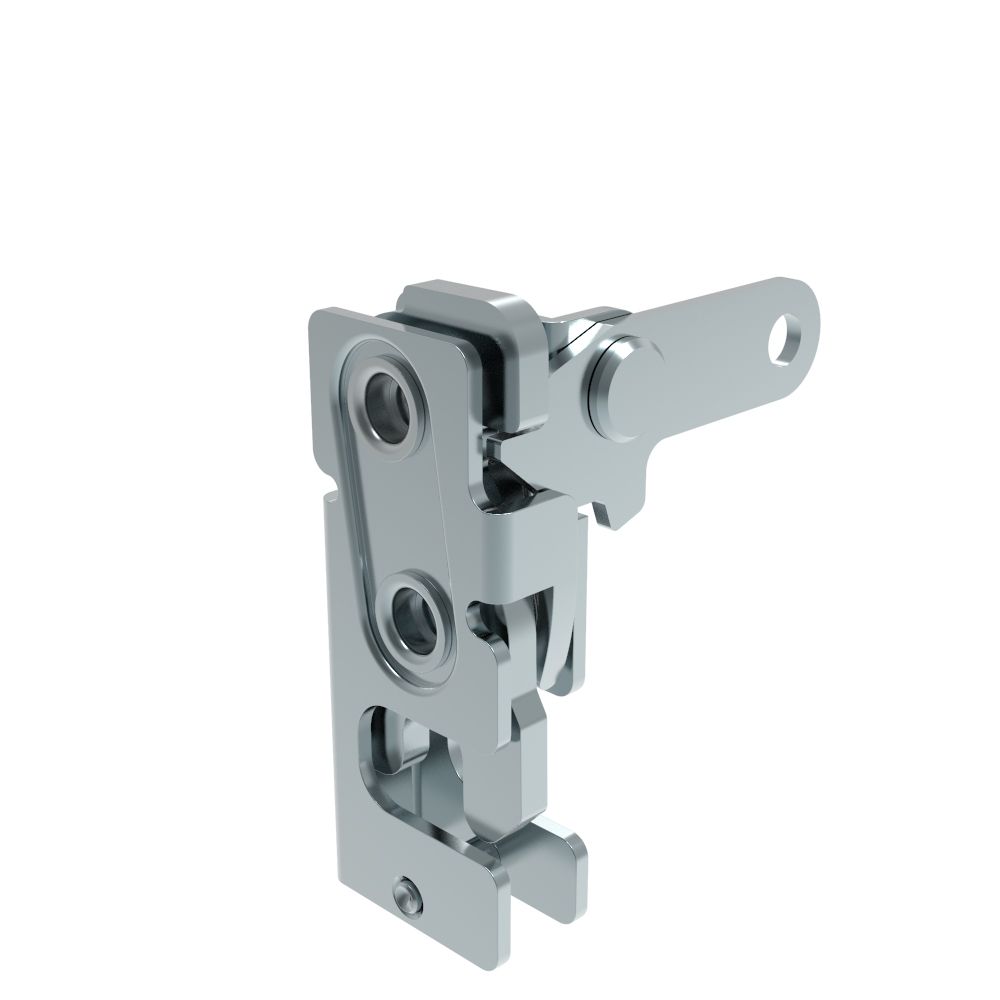 Southco Rotary Push-to-Close Latch, Small Size, Two Stage, Perpendicular Lever, M6 Thread, Steel, Zinc Plate, Bright chromate